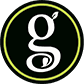 A black and white logo of the letter g.