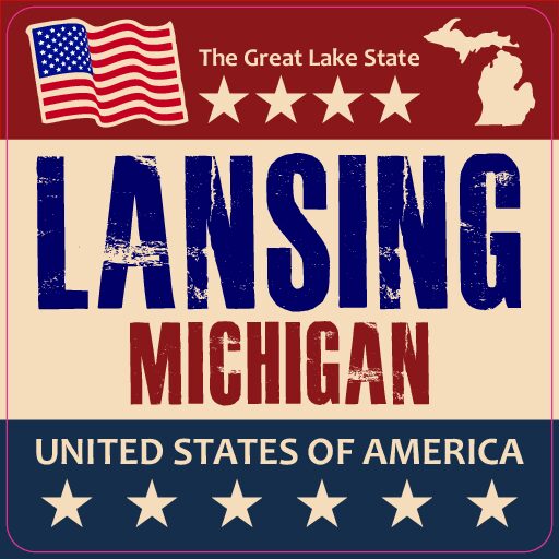 Lansing red tan blue DECAL